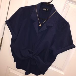 Vintage navy blue short sleeve shirt
